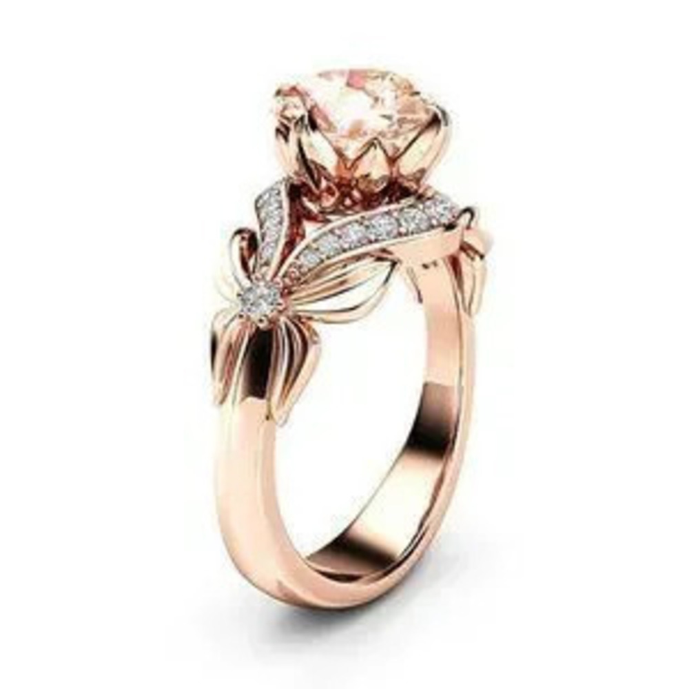 Big Round Champagne White Zircon Vintage Rings for Women, EVGG1511